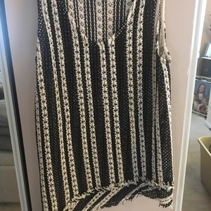 Crochet black and white asymmetric vest